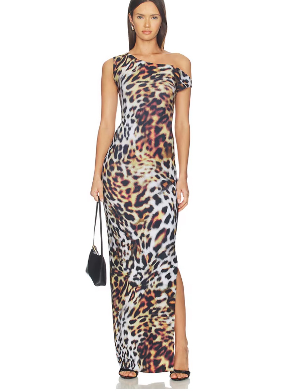 Norma Kamali One-Shoulder Leopard Print Maxi Dress in Multi